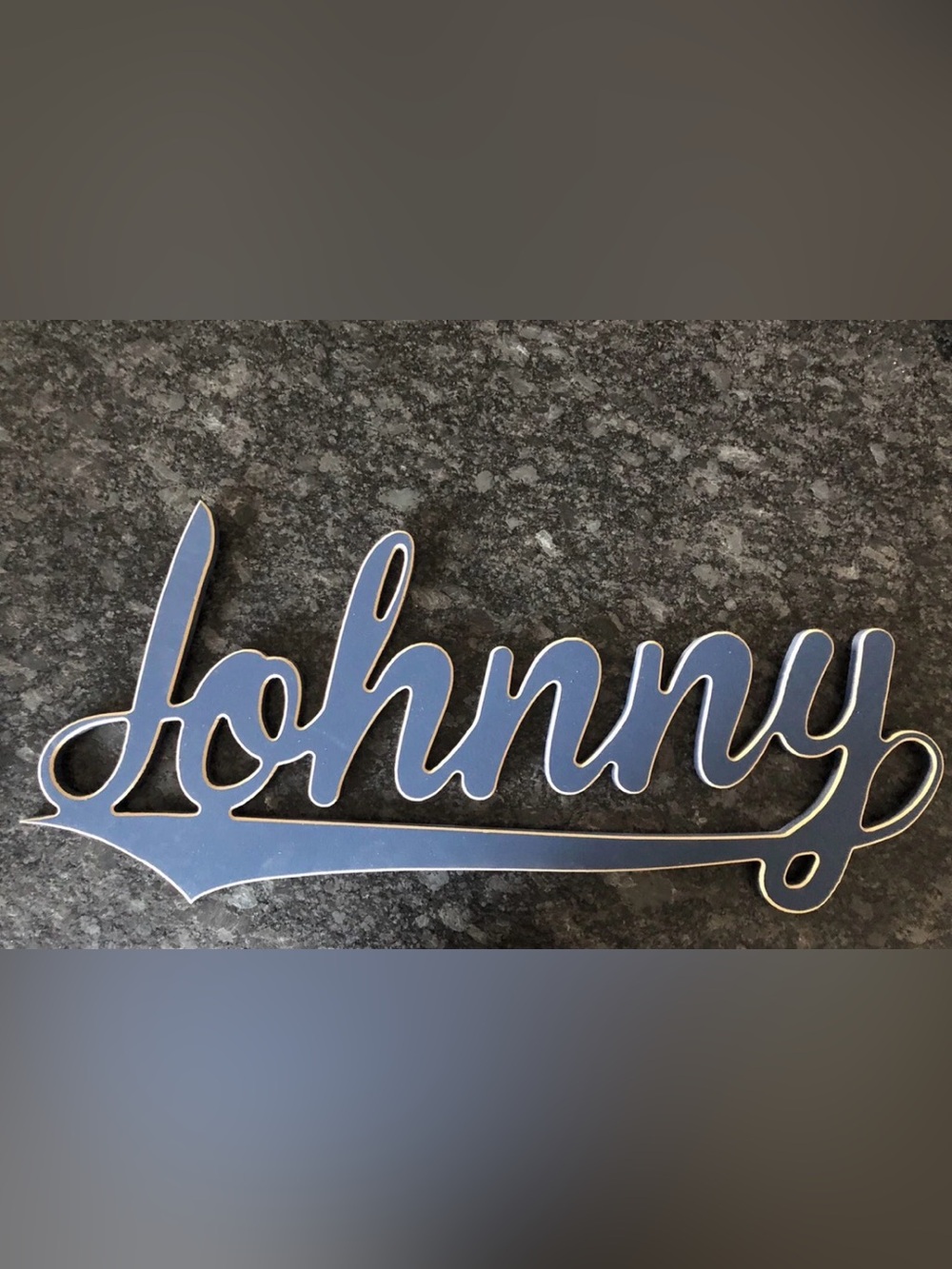 “Johnny” Wooden Wall Hanging, PB Kids, Navy Blue, 25” Wide